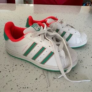 Adidas Kids White and Red Sneakers